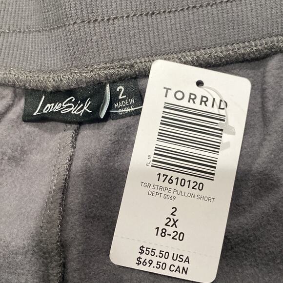 Torrid lovesick French terry tiger stripe grey pull on shorts - Picture 7 of 10